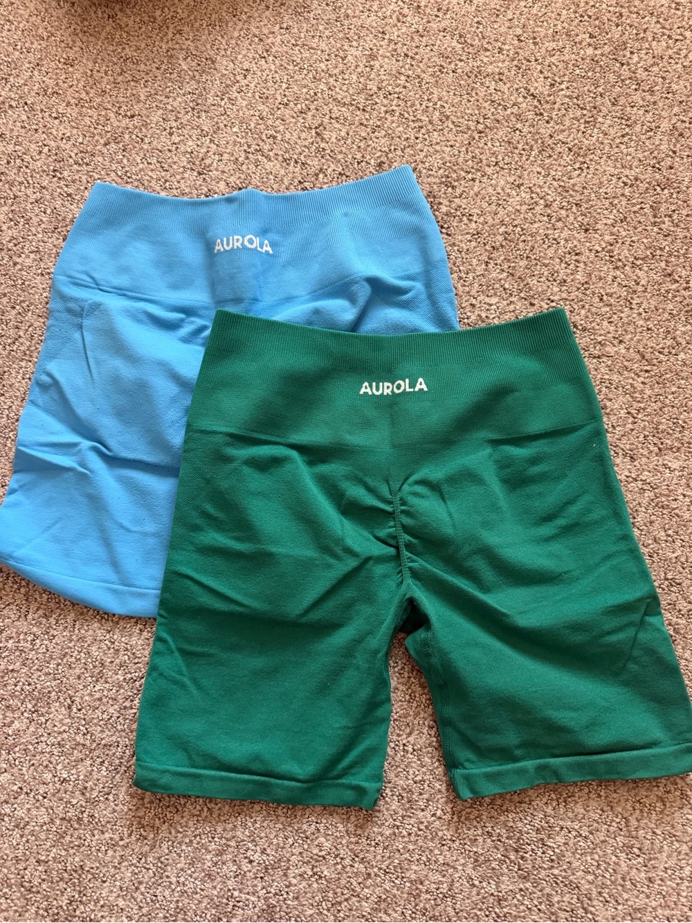 Aurola Women's Seamless Biker Shorts Set - Green & Light Blue